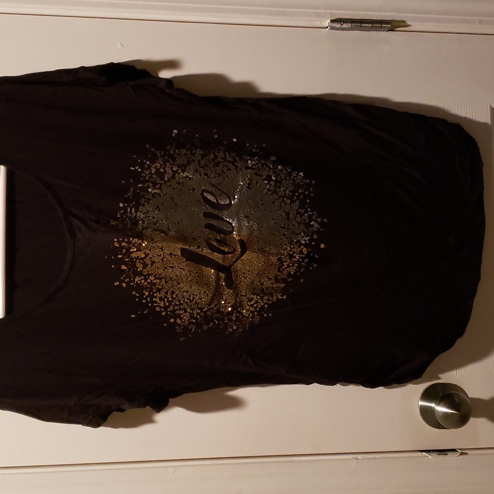 Sparkly "Love" Tee with Side Ruching